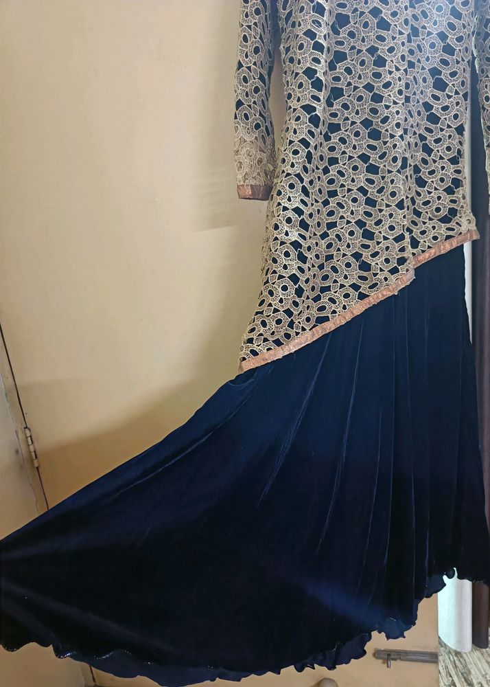Elegant Velvet &amp; Lace Dress