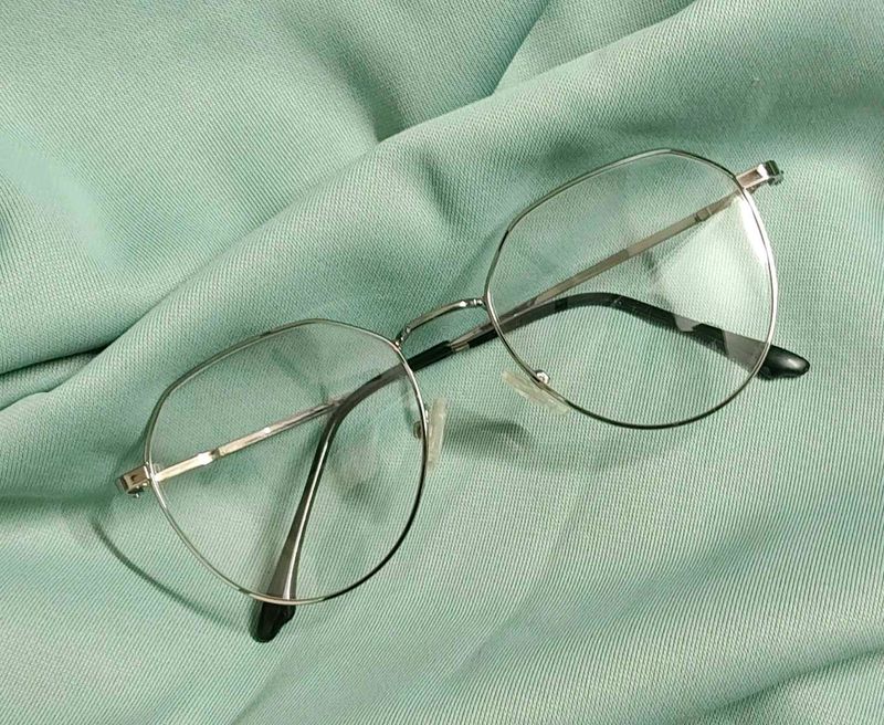 Silver Geometric Frame Glasses