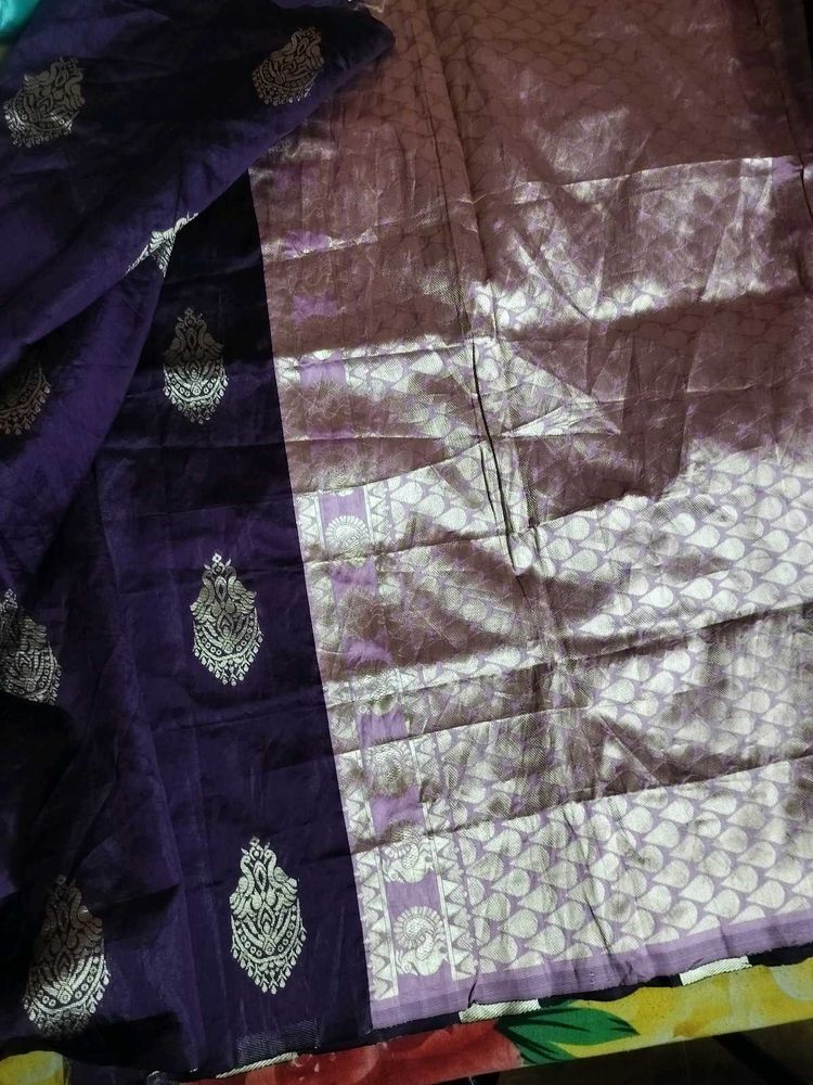 Elegant Purple &amp; Silver Saree