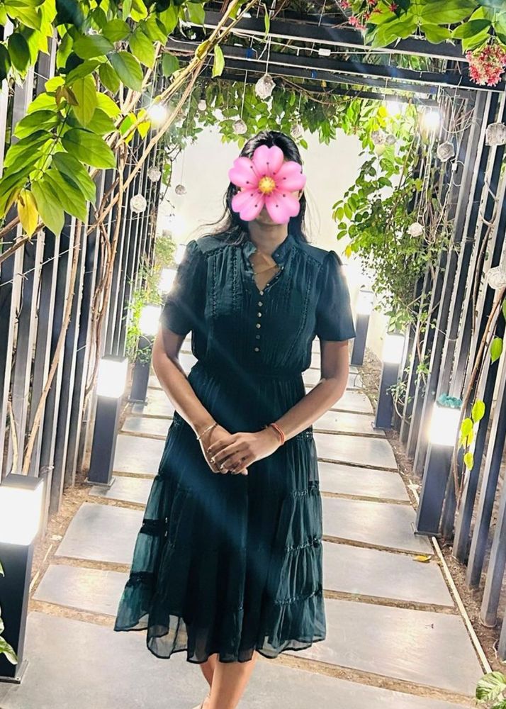 Dark Green Tiered Midi Dress