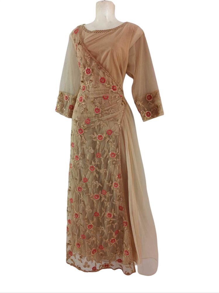 ✨ Elegant Beige Embroidered Dress – Limited Stock!