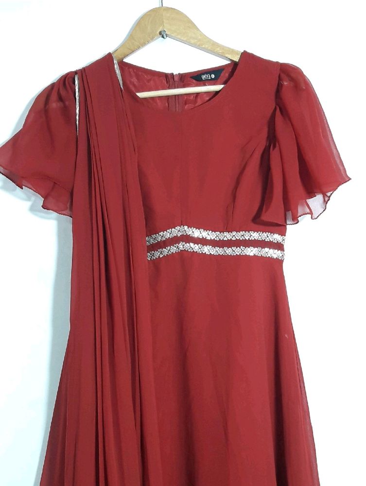Maroon Long Maxi Dress