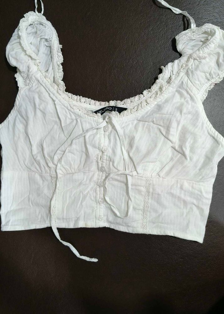 White Cropped Top