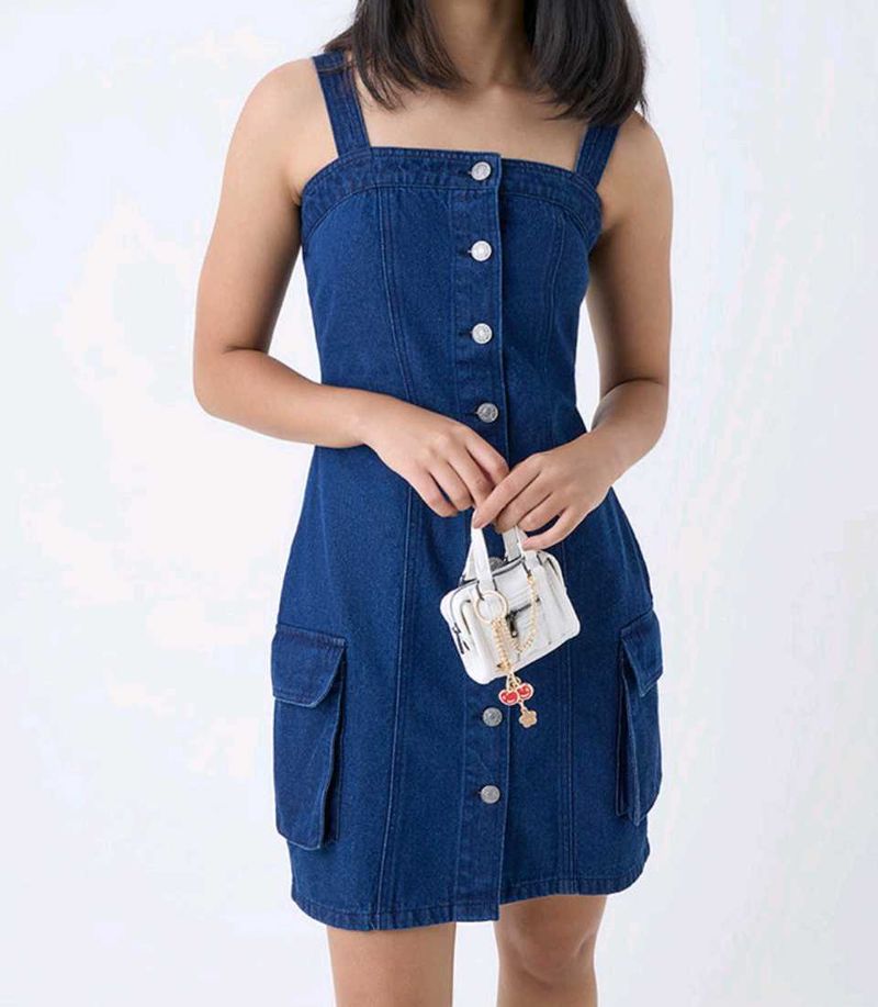 Denim Bodycon Dress Navy Blue
