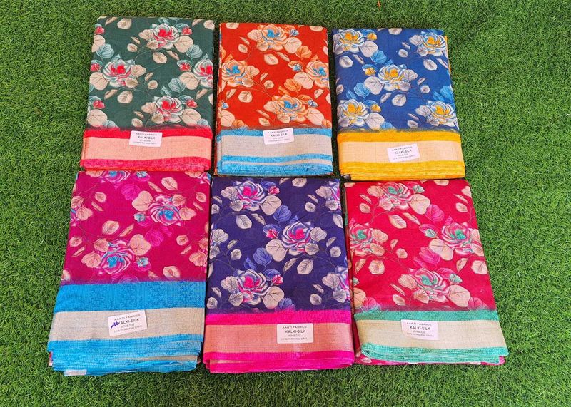 Floral Print Saree Set Of 6