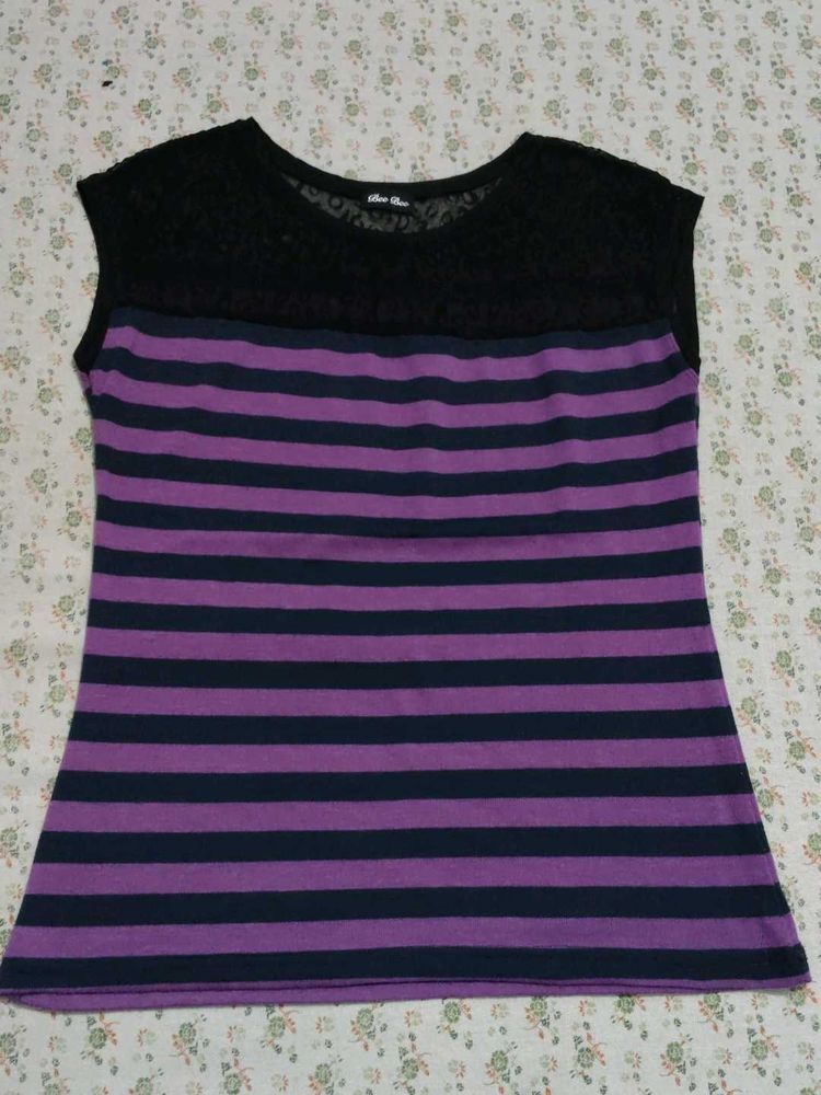 Striped Lace Top
