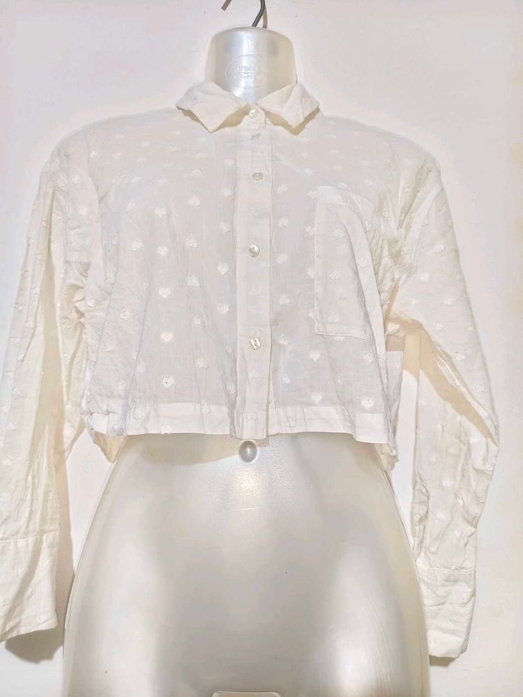 🎊Buy 1, Get 1 Free🎁32"-34" White Heart Crop Top