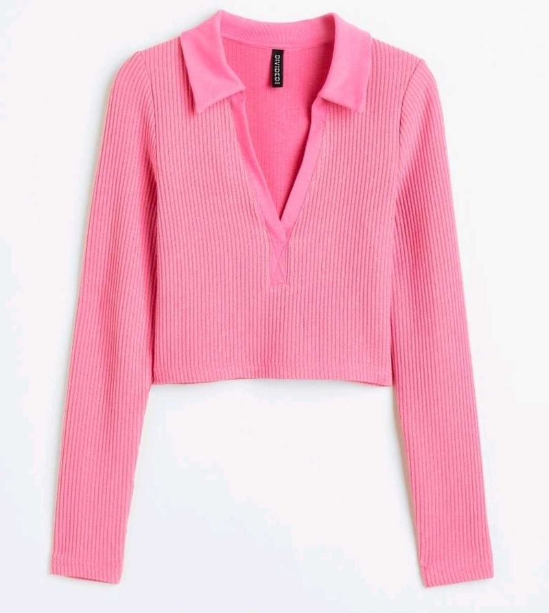 H&amp;m Pink Collared Top 💓
