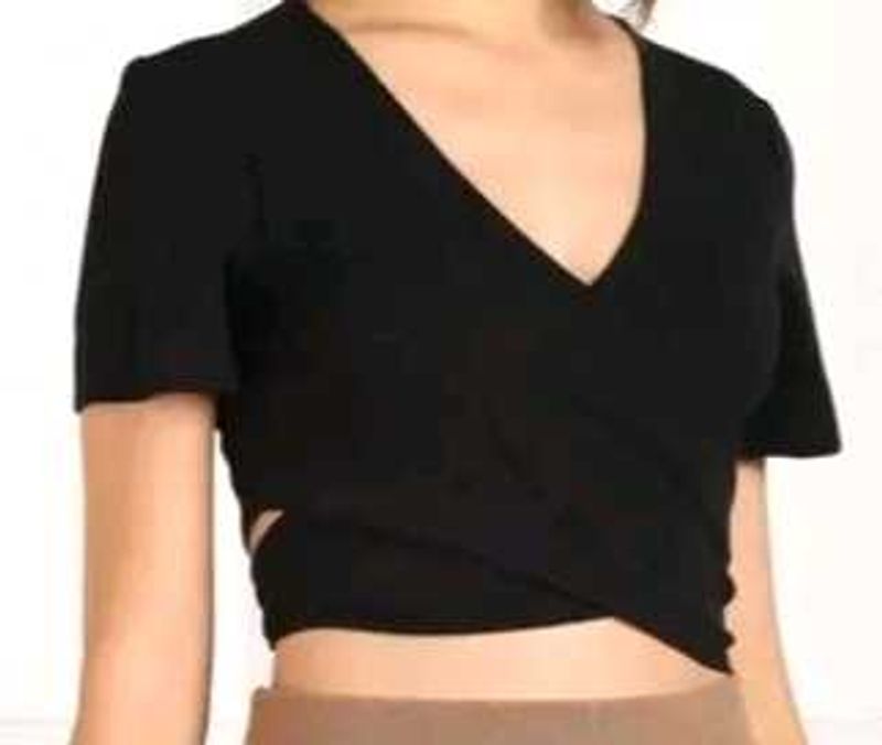 Black Wrap Cropped Top