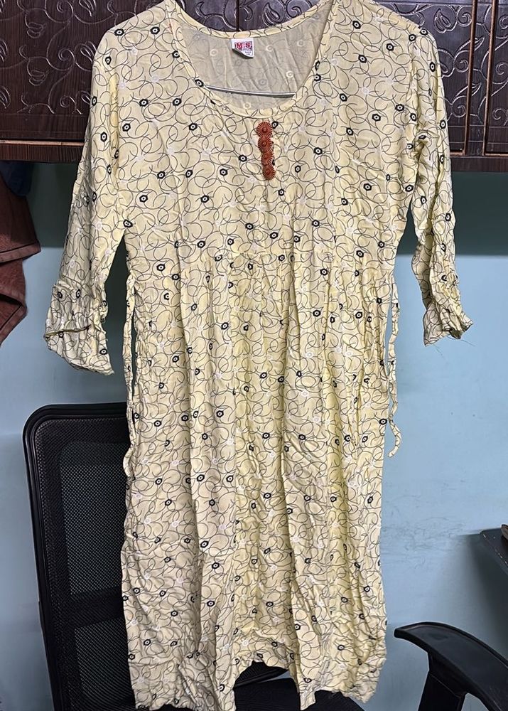 Vintage Style Yellow Print Dress