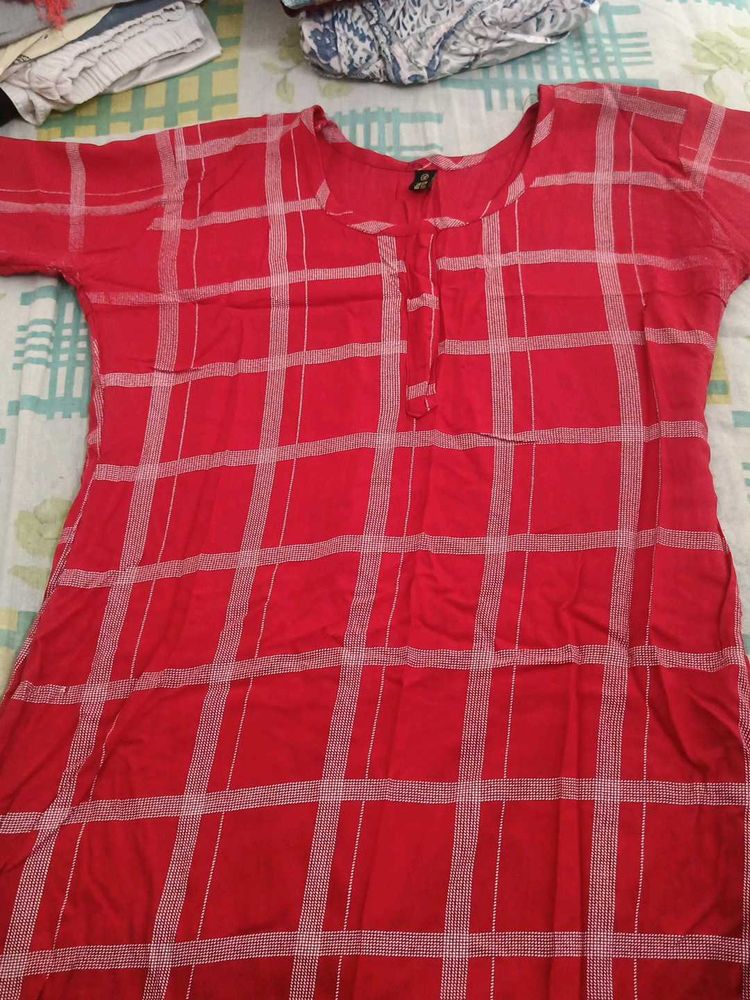 Red Checked Kurti