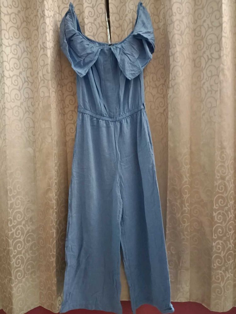 Blue Off-Shoulder Jumpsuit