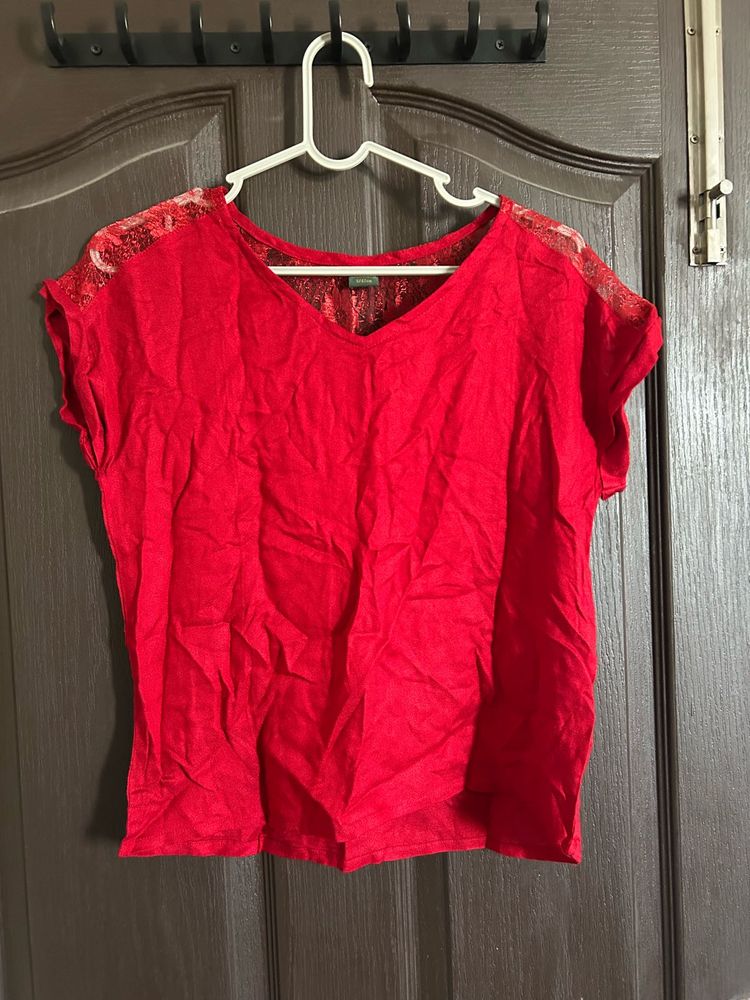 back lace red top