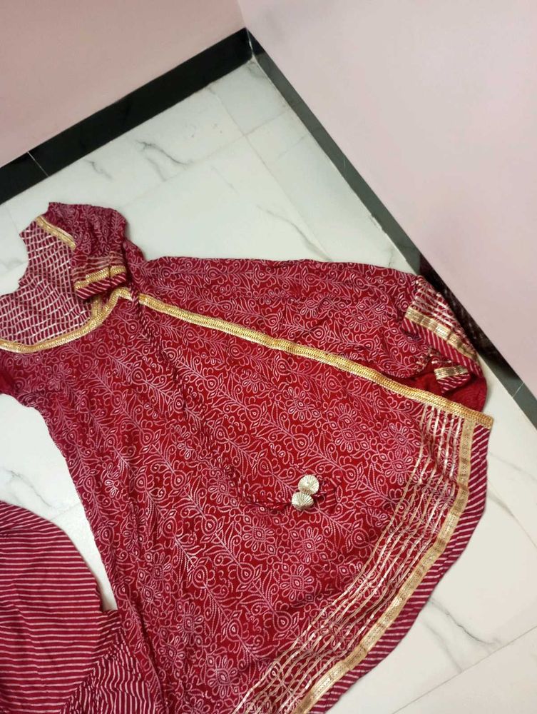 Beautiful Chanderi Cotton Marroon Gharara
