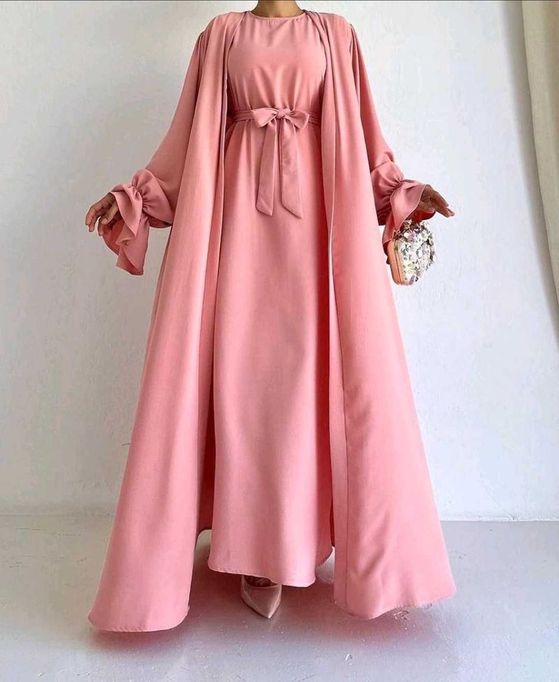 Elegant Pink Ethnic Gown with Shrug