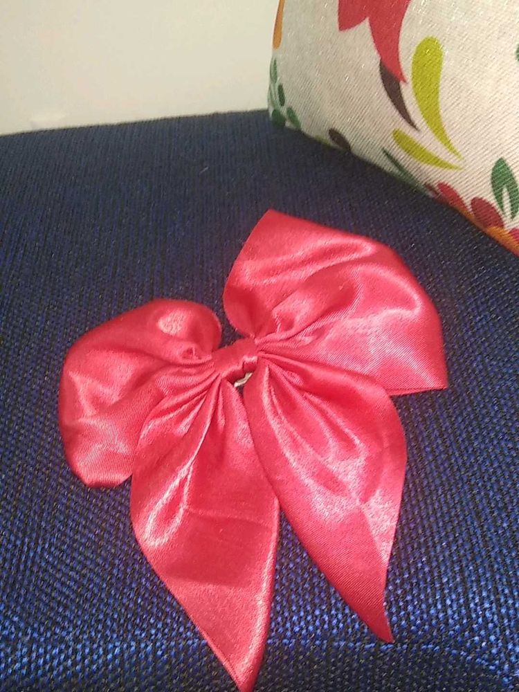 Red Satin Hair Bow