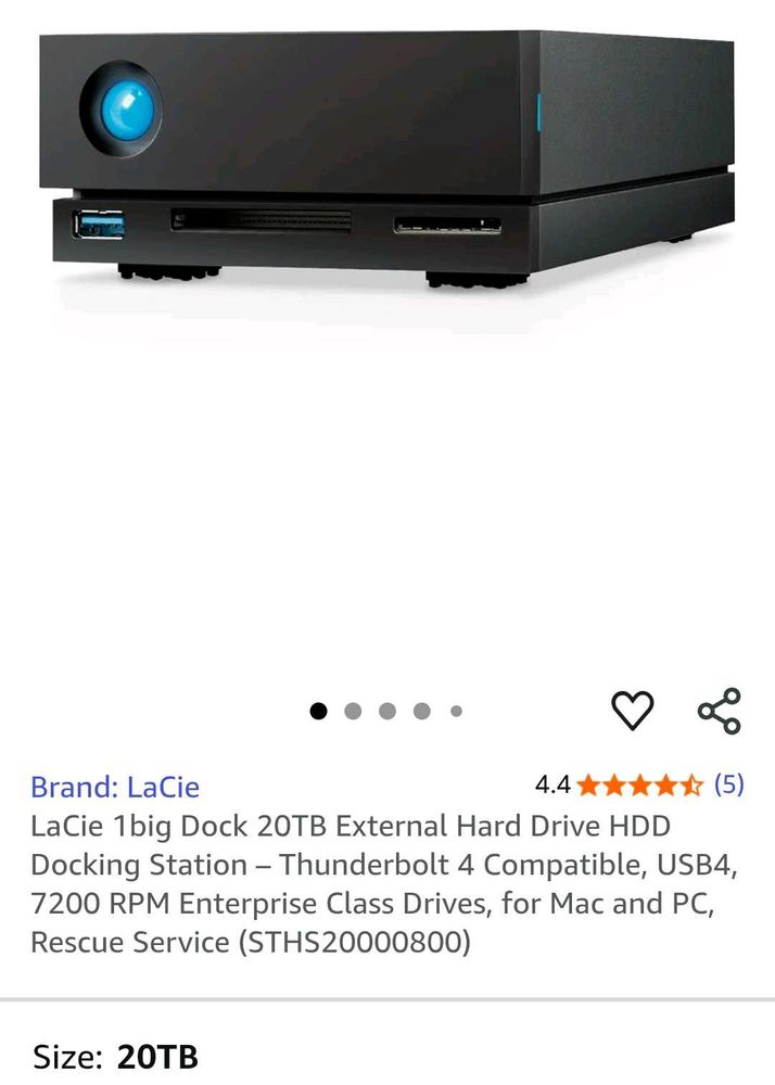 LaCie 1big Dock 20TB HDD