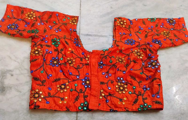 Orange Colour Wedding Silk Blouse