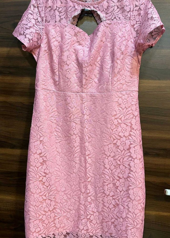 Pink Lace Mini Dress