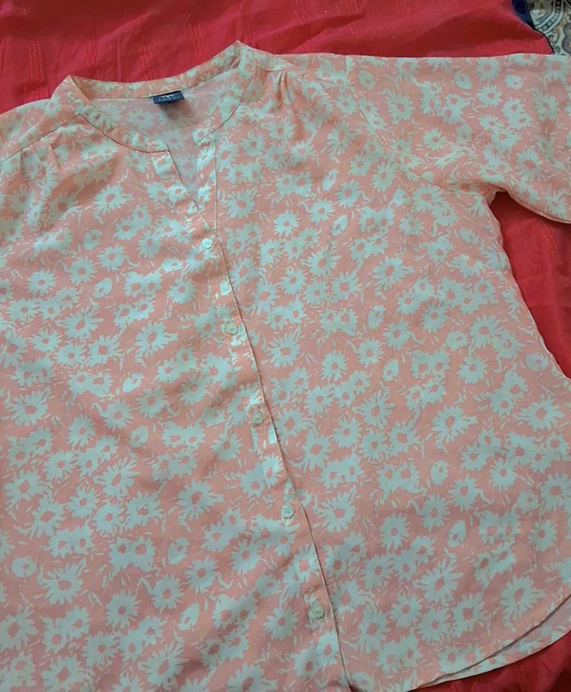 Floral Print Button-Down Top