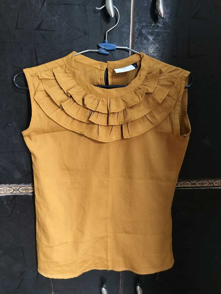 Mustard Ruffle Top