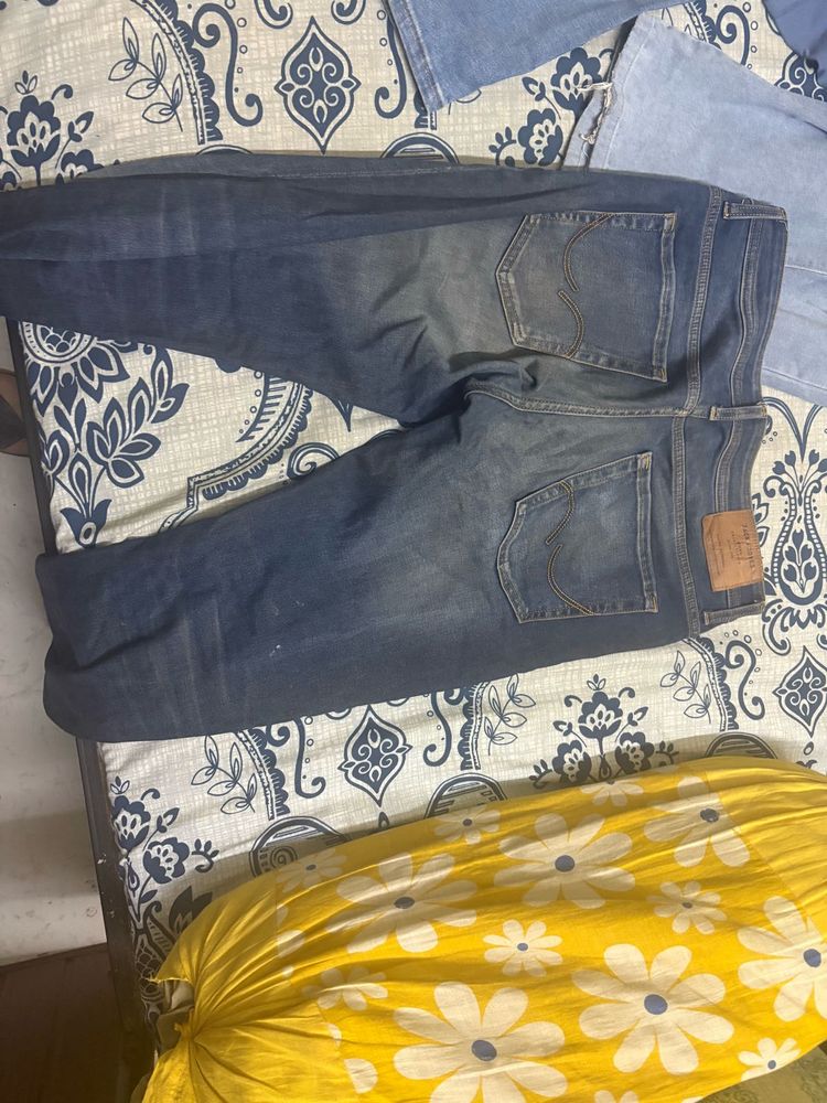 Blue Denim Jeans with pen marks