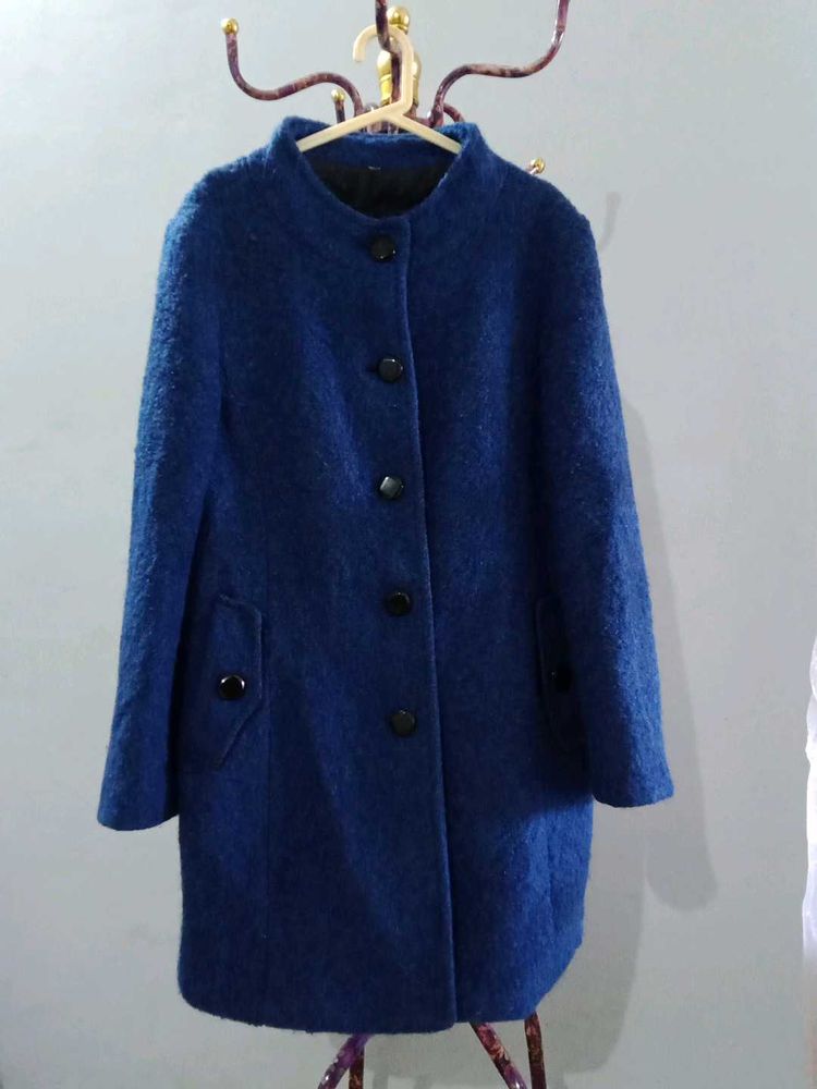 Elegant Blue Button-Down Coat
