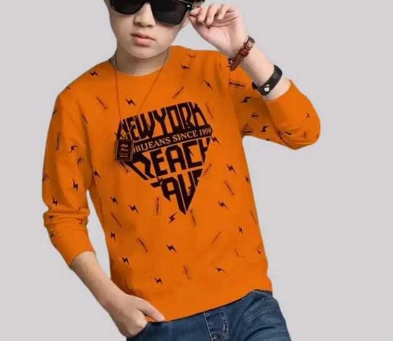 Boys Typography, Printed  Cotton  Regular Tshirt
