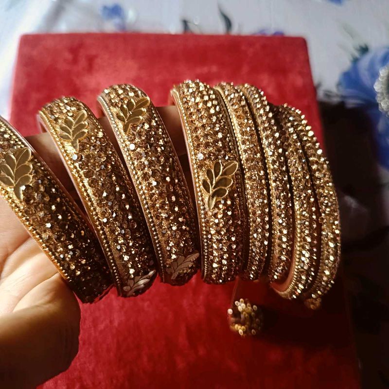 Golden Bangle Set with Charms