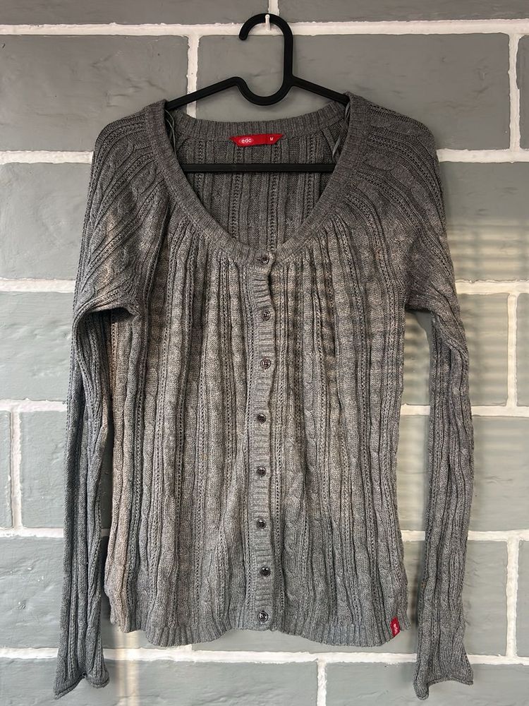 elle Gray Knit Cardigan