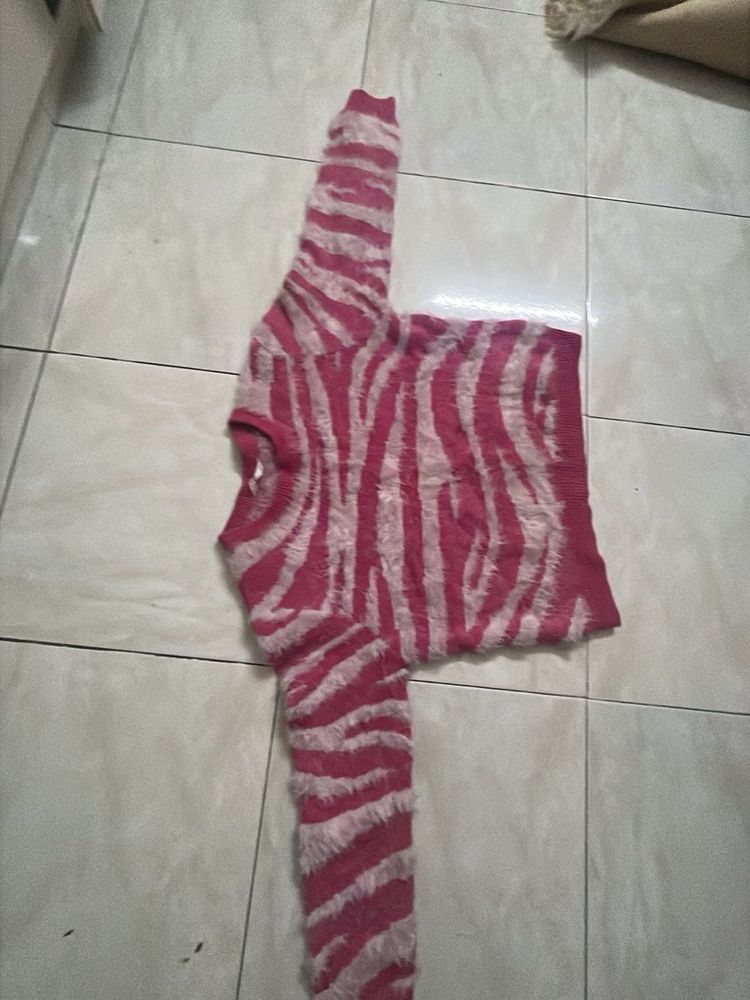 Pink Zebra Print Sweater
