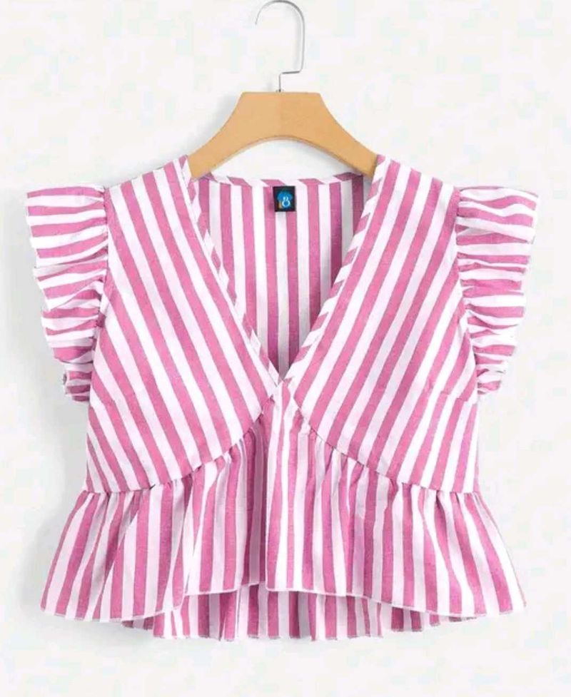 Striptered Ruffle Top