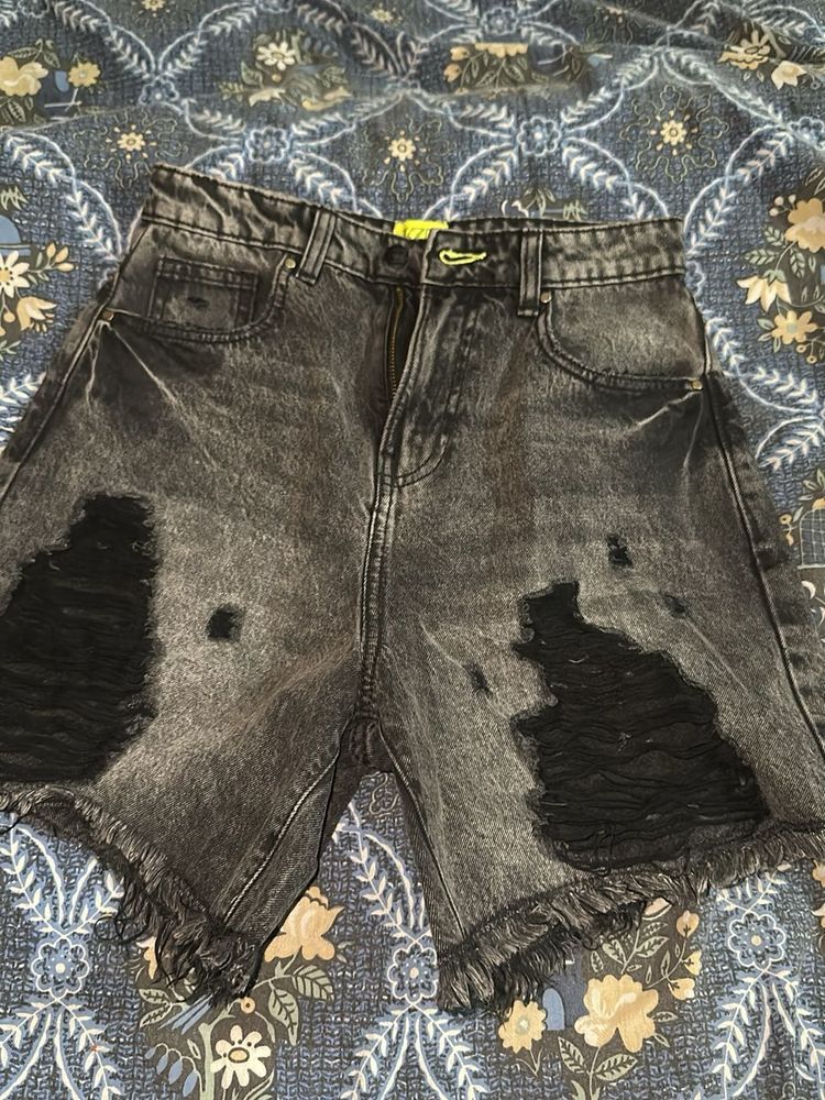 Distressed Denim Shorts