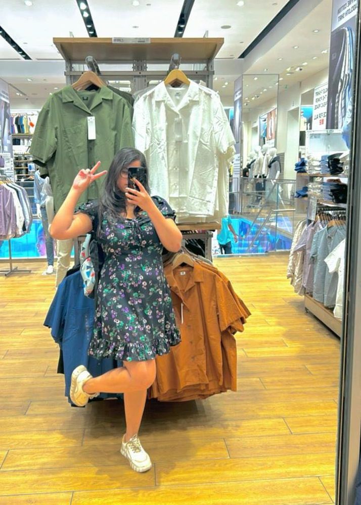 Black Floral Print Mini Dress