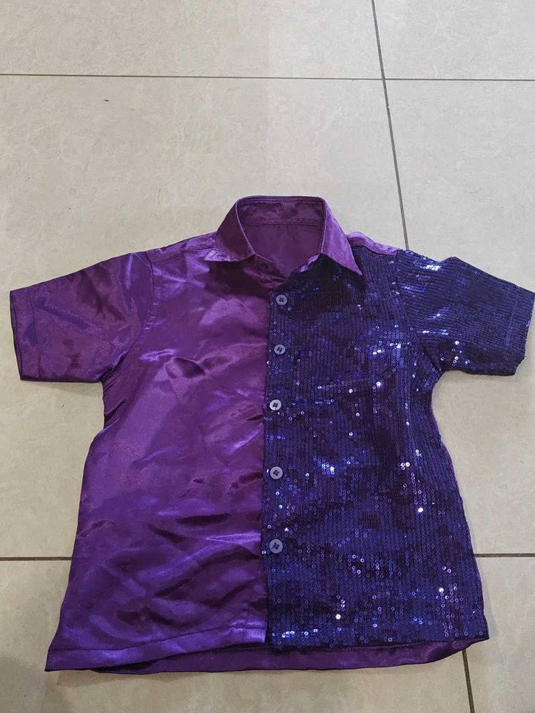 Purple Sequin Half Shirt
