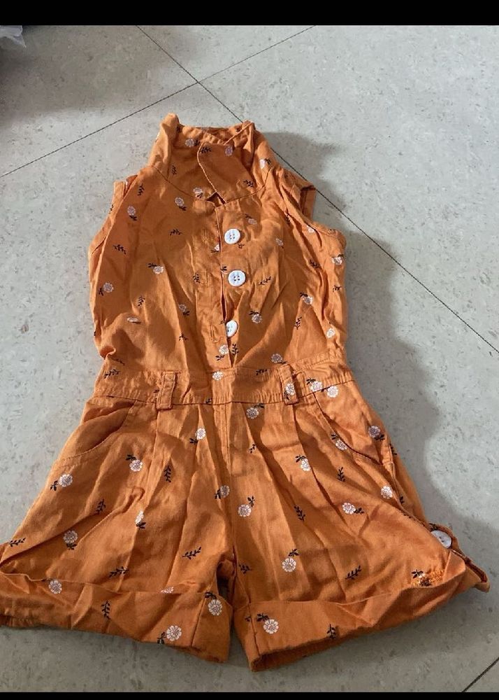 Cute Orange Floral Romper
