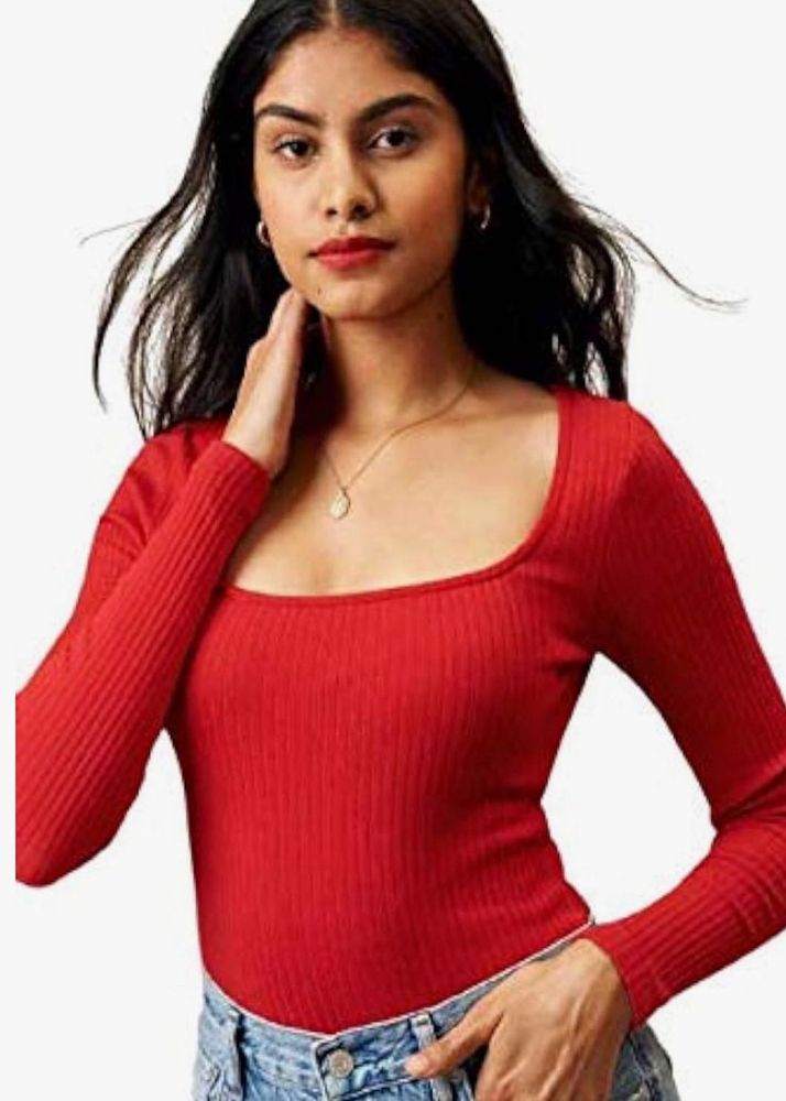 Red Long Sleeve Top