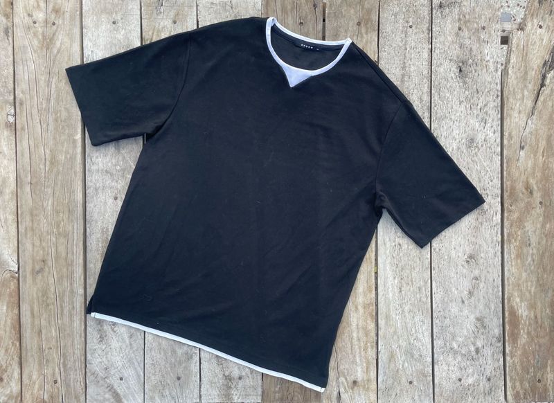 Black T-Shirt with White Trim