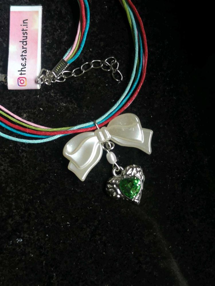 Y2K Coquette Bow Colorful Cord Necklace