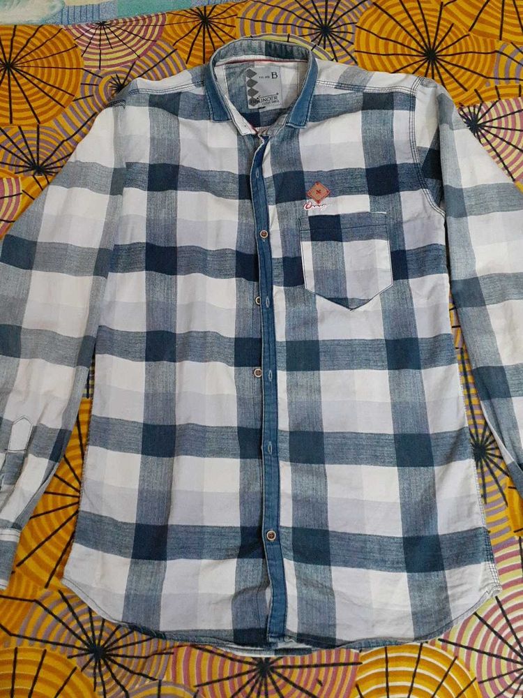 Checked Men Blue Shirts