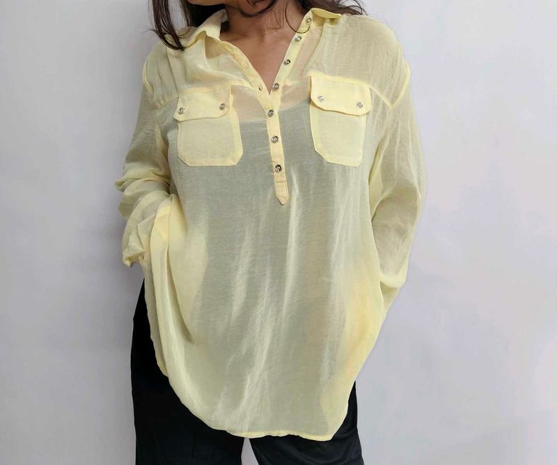 Lime Yellow Sheer &amp; Chicken Shirt