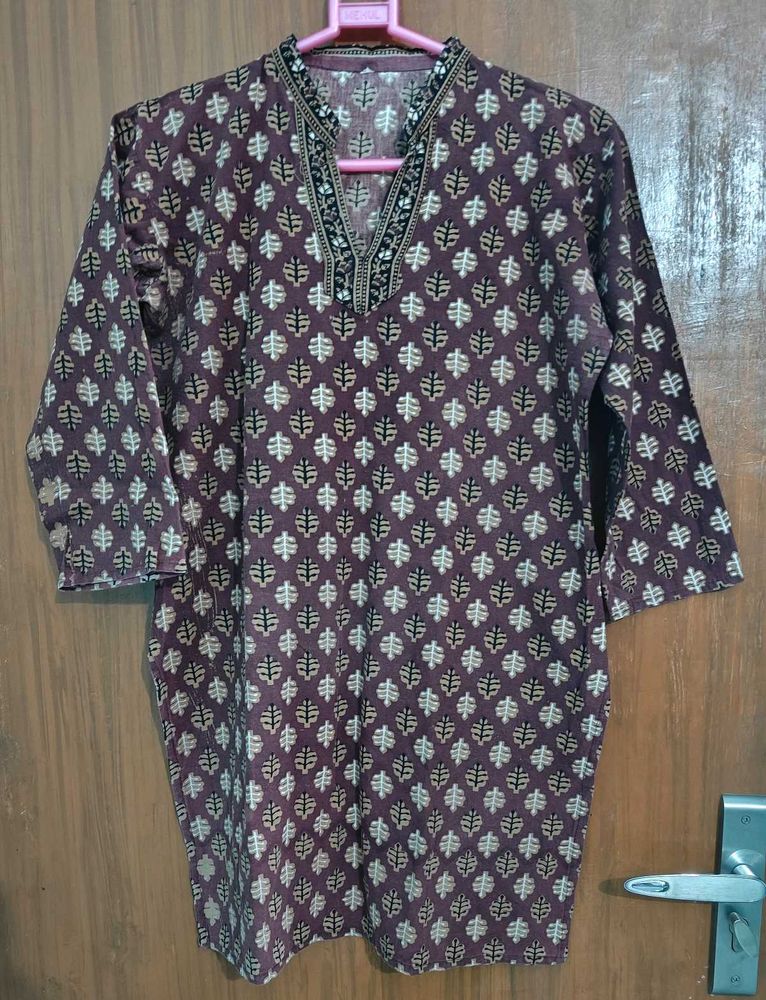 Brown Printed Kurti