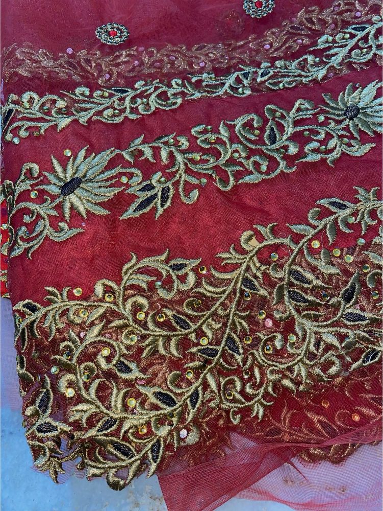Party Wear Red Shade Net Saree