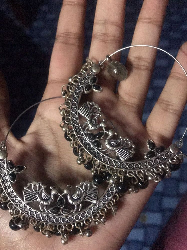 Peacock Design Hoop Earrings