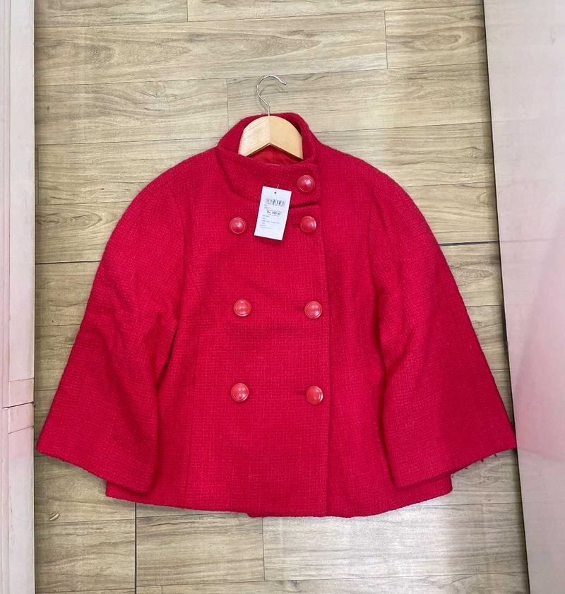 Chic Red Short Coat - Size S/M