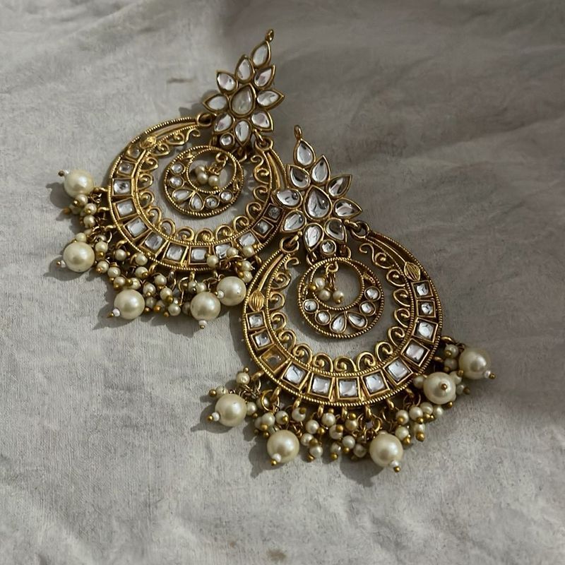 Elegant Kundan Pearl Drop Earrings
