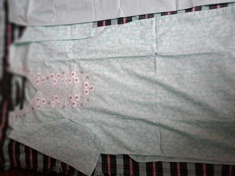 Floral Embroidered Fabric - Light Blue