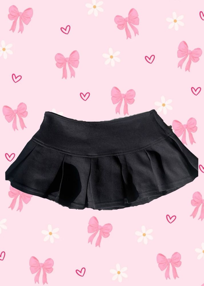 Black Pleated Mini Skirt