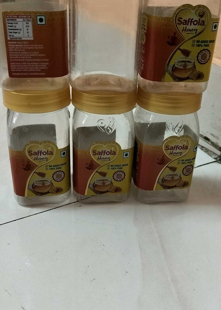Set Of 6 Empty Honey Bottles.