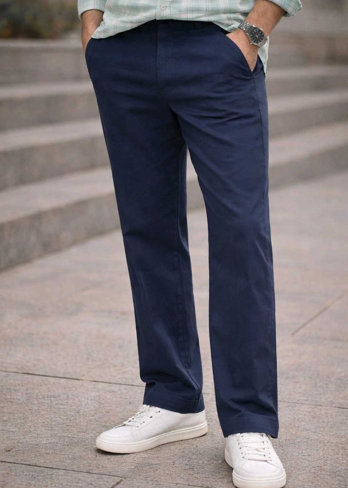 Men's Navy Blue Straight Fit Pants